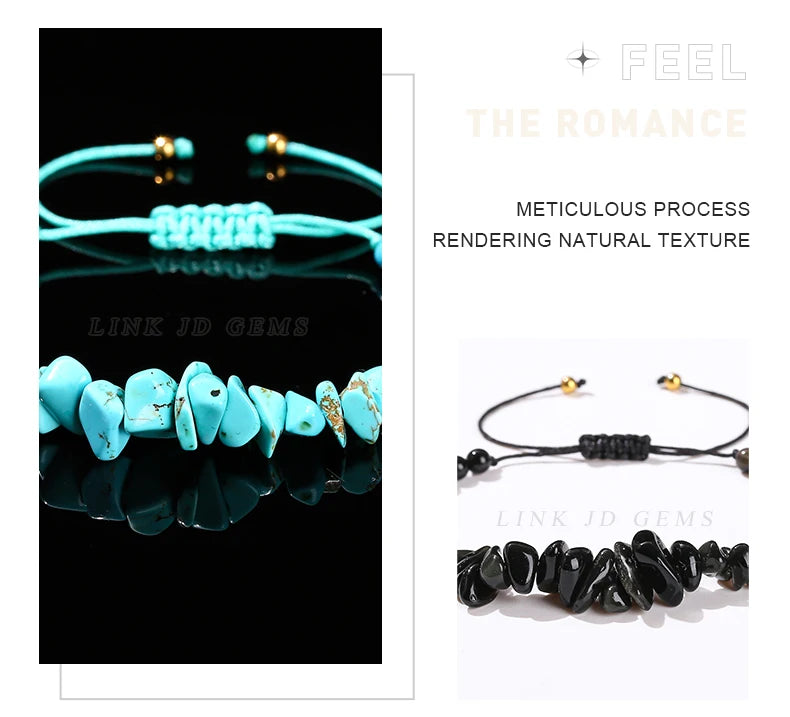 JD Natural Green Aventurine Amethyst Irregualr Gravel Woven Bracelet Women Men Handmade Braided Bracelet Crystal Chip Jewelry