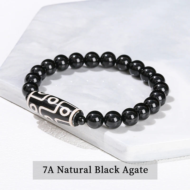 JD Natural Green Nine Eyes Tibetan Dzi Agate Barrel Beads Bracelet Women Men Retro Healing Buddha Prayer Charm Yoga Jewelry Gift