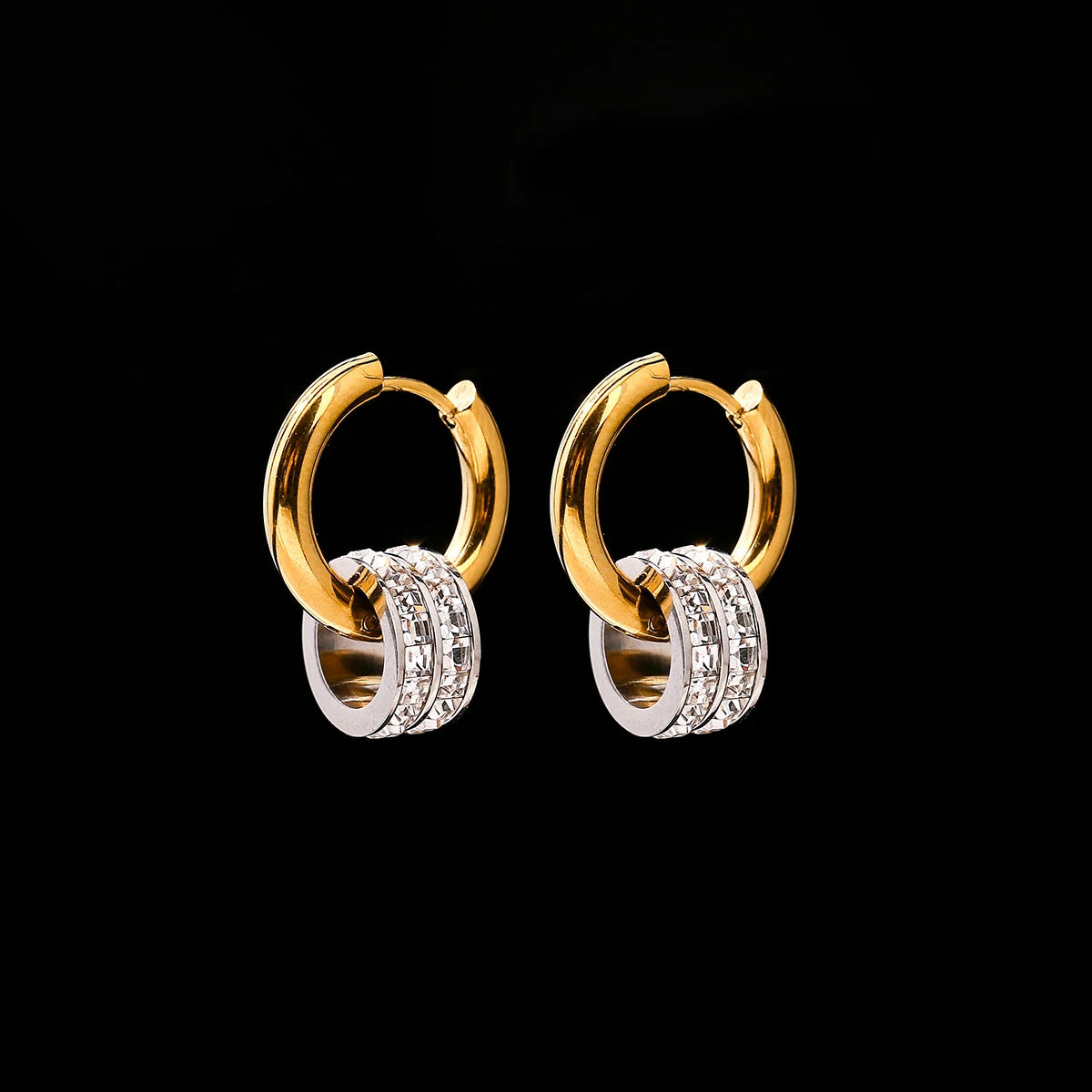 JD Stainless Steel Geometric Circle Zircon Hoop Earrings Trendy Bohemia Party Earrings For Women Buckle Hoops Ear Jewelry Gifts