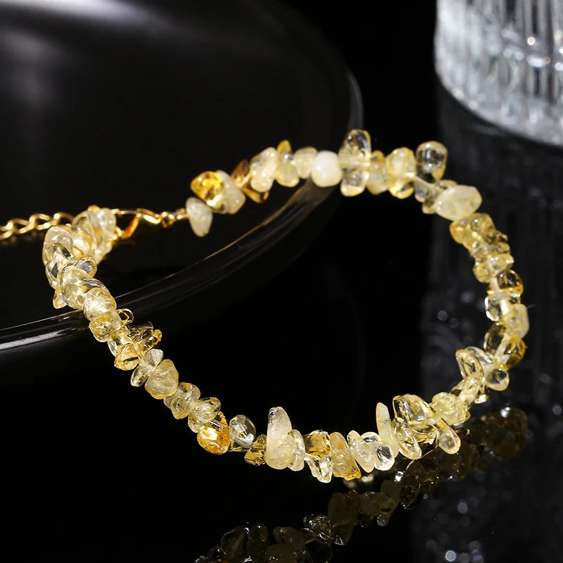 JD Natural Citrines Gravel Stone Irregualr Chip Chakra Bracelet Women Fashion Jewelry Reiki Healing Adjustable Birthday Gifts
