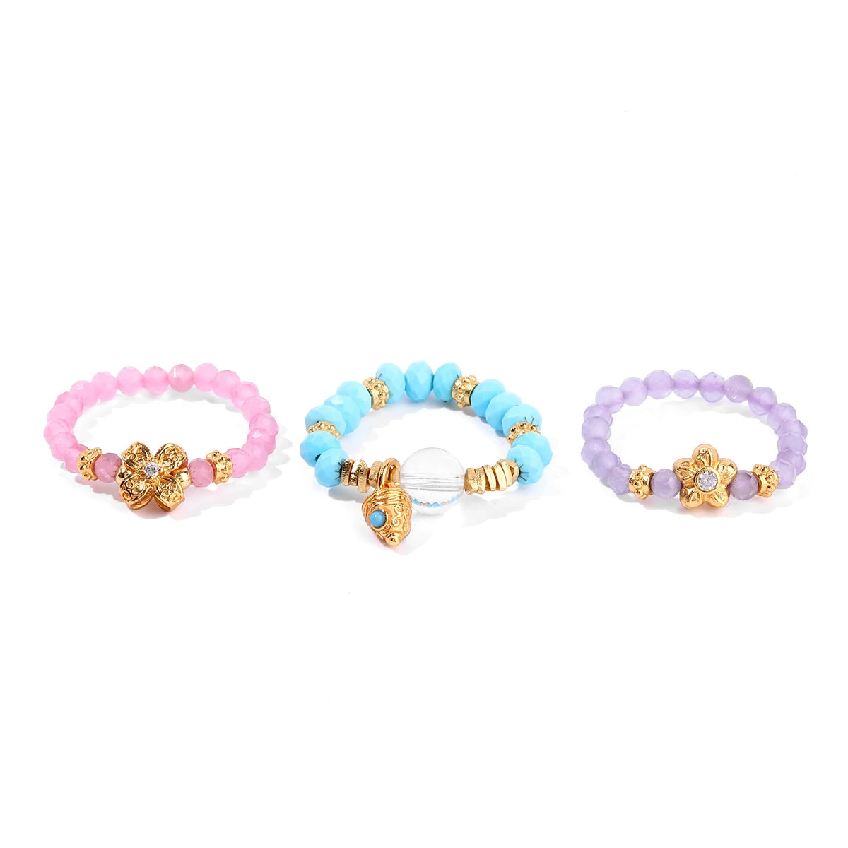 JD Natural Faceted Blue Turquoise Strand Rings Women Vintage Handmade Adjustable Reiki Yoga Energy Rings Party Couple Gifts