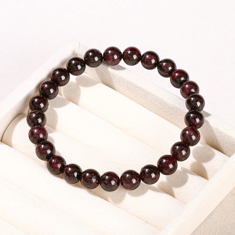 JD 1A Natural Garnet Stone Wine Red Beaded Bracelet Men Women Yoga Healing Balance Bracelets Jewelry Couple Valentine's Day Gift