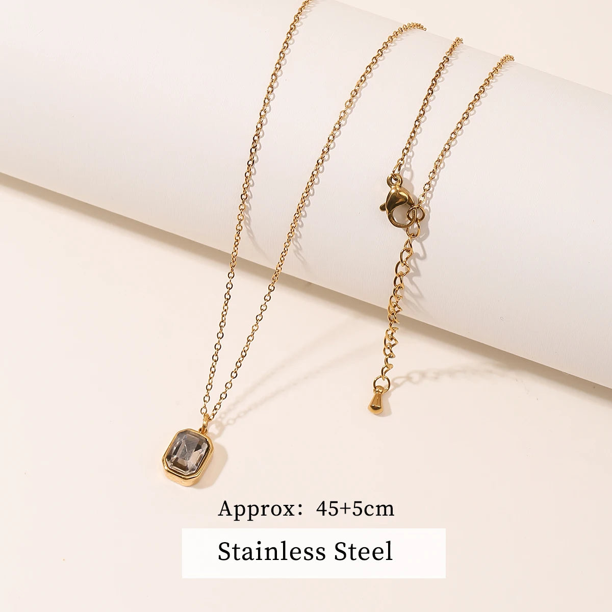JD Stainless Steel Turquoise Zircon Geometic Patter Pendant Necklaces For Women Bohemian Delicate Wedding Jewelry Collar Mujer