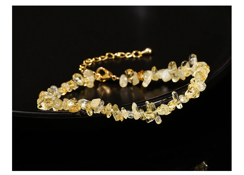 JD Natural Citrines Gravel Stone Irregualr Chip Chakra Bracelet Women Fashion Jewelry Reiki Healing Adjustable Birthday Gifts