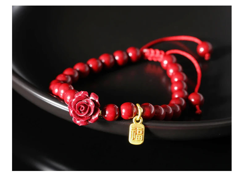 JD Natural Stone 50% Real Cinnabar Bead Braided Bracelet Women Charm Adjustable Yoga Healing Balance Bracelets Jewelry Female