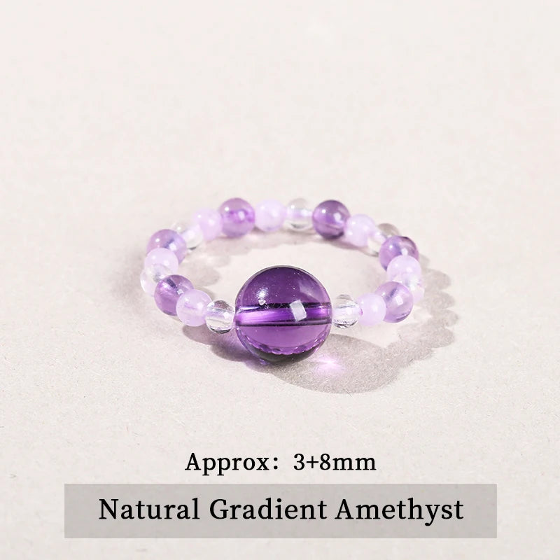 JD Natural Stone Small Bead Crystal Rings for Women Trendy Bohe Handmade Stretch Rings Reiki Healing Party Gifts Couple Jewelry