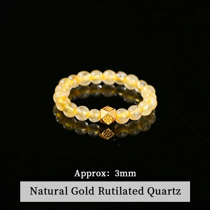 JD Natural Stone Small Bead Crystal Rings for Women Trendy Bohe Handmade Stretch Rings Reiki Healing Party Gifts Couple Jewelry