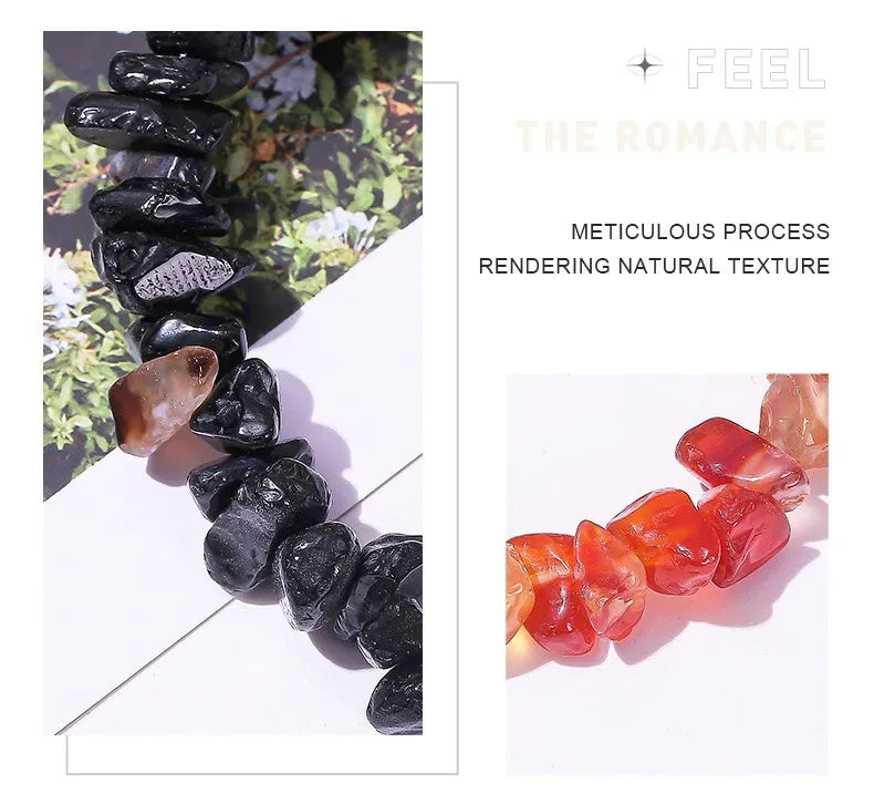 JD Natural Crystal Stone Seven Chakra Irregular Energy Bracelet Women Men Healing Amethyst Fluorite Chip Strand Bracelet Gift