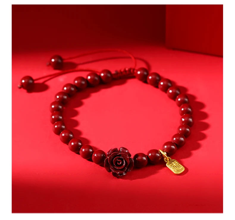JD Natural Stone 50% Real Cinnabar Bead Braided Bracelet Women Charm Adjustable Yoga Healing Balance Bracelets Jewelry Female