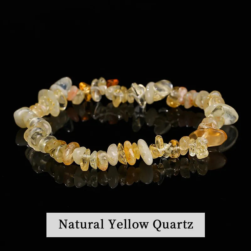 JD Natural Crystal Stone Seven Chakra Irregular Energy Bracelet Women Men Healing Amethyst Fluorite Chip Strand Bracelet Gift