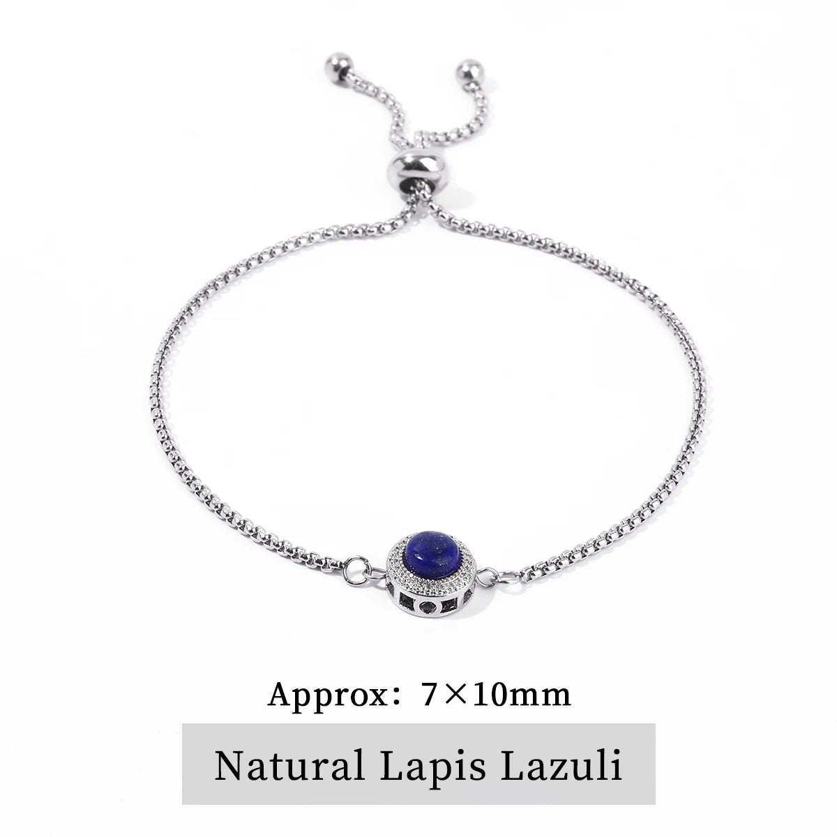 JD Natural Blue Moonstone Inlaid Stainless Steel Chain Bracelets Women Fashion Handmade Adjustable Healing Bangles Couple Gifts
