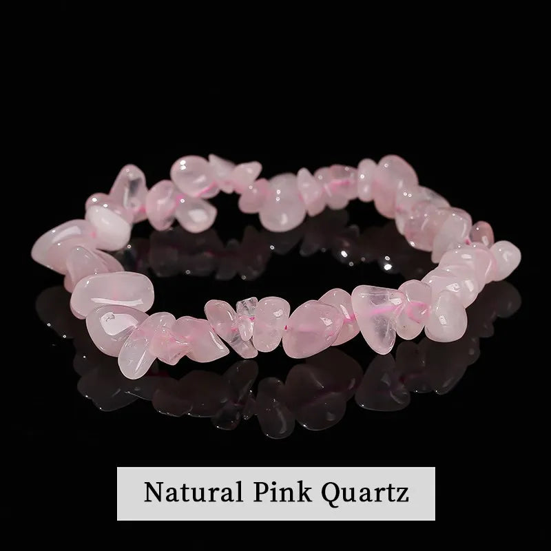 JD Natural Crystal Stone Seven Chakra Irregular Energy Bracelet Women Men Healing Amethyst Fluorite Chip Strand Bracelet Gift