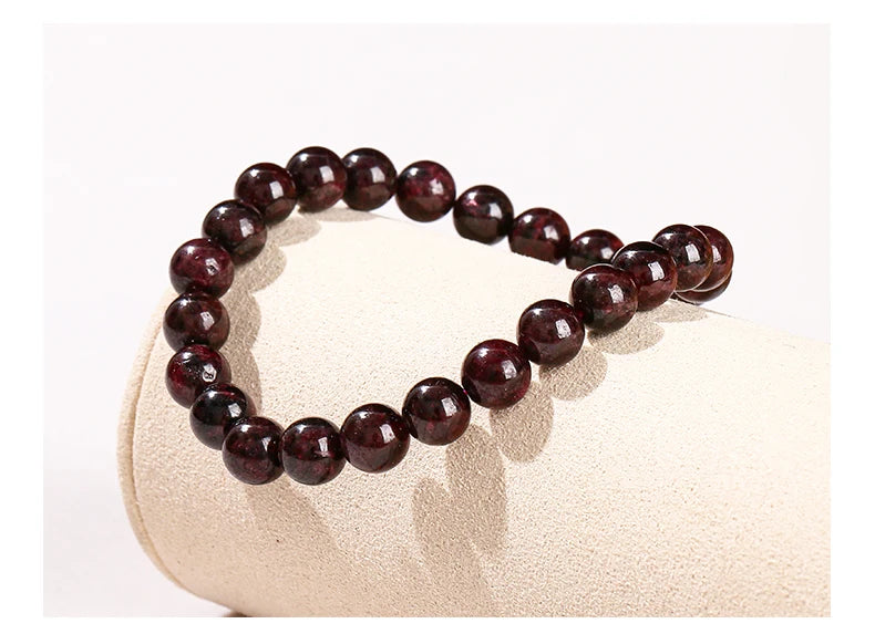 JD 1A Natural Garnet Stone Wine Red Beaded Bracelet Men Women Yoga Healing Balance Bracelets Jewelry Couple Valentine's Day Gift