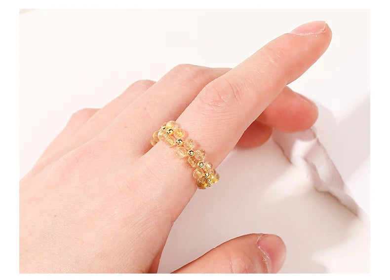 JD Natural Stone Crystal Bead Woven Rings Women Fashion Chic Handmade Adjustable Reiki Yoga Energy Rings Party Jewerly Gifts