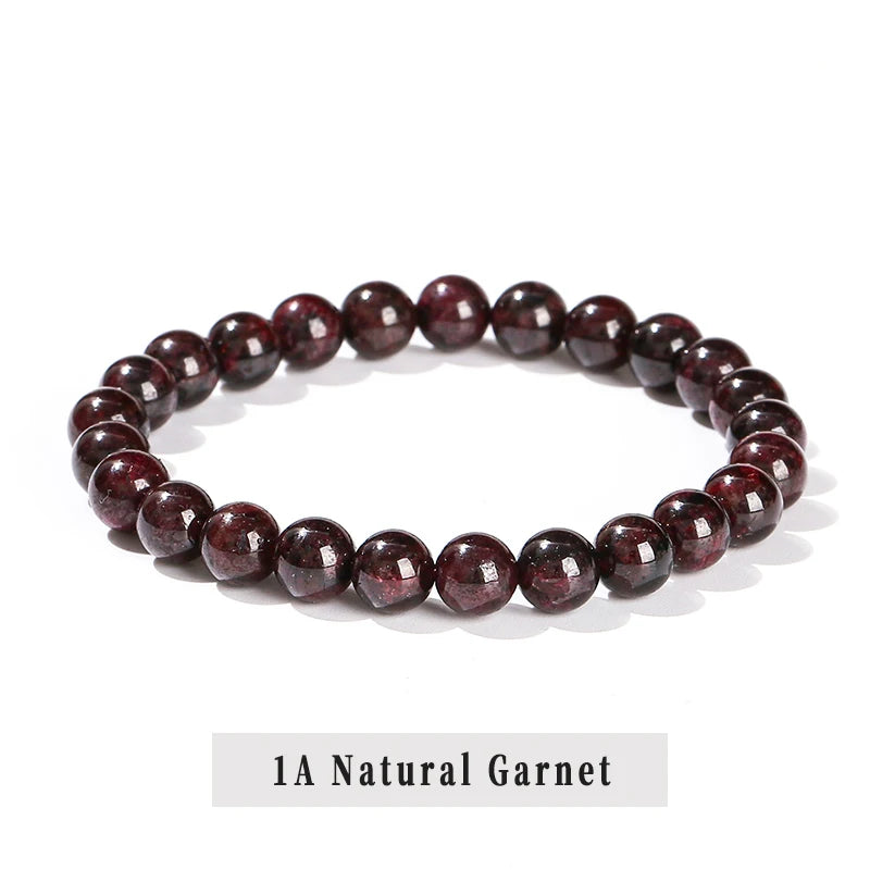JD 1A Natural Garnet Stone Wine Red Beaded Bracelet Men Women Yoga Healing Balance Bracelets Jewelry Couple Valentine's Day Gift