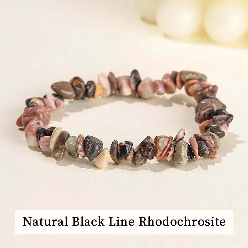 JD Natural Crystal Stone Seven Chakra Irregular Energy Bracelet Women Men Healing Amethyst Fluorite Chip Strand Bracelet Gift