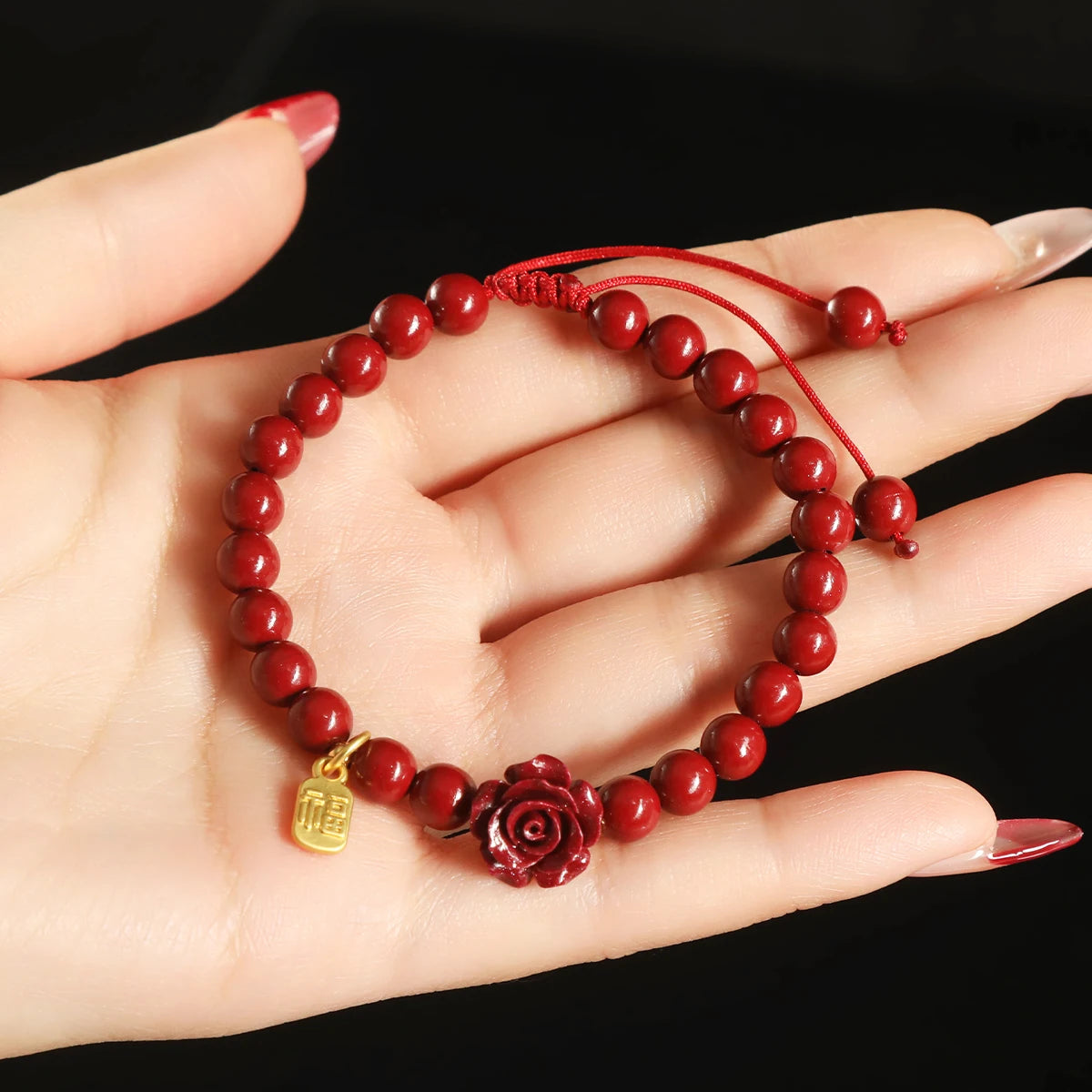 JD Natural Stone 50% Real Cinnabar Bead Braided Bracelet Women Charm Adjustable Yoga Healing Balance Bracelets Jewelry Female