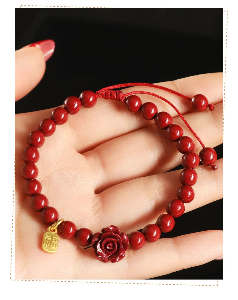 JD Natural Stone 50% Real Cinnabar Bead Braided Bracelet Women Charm Adjustable Yoga Healing Balance Bracelets Jewelry Female