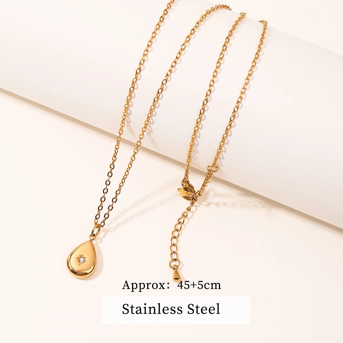 JD Stainless Steel Turquoise Zircon Geometic Patter Pendant Necklaces For Women Bohemian Delicate Wedding Jewelry Collar Mujer