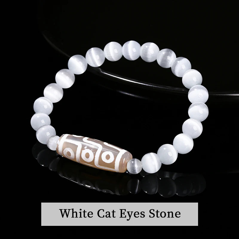 JD Natural Green Nine Eyes Tibetan Dzi Agate Barrel Beads Bracelet Women Men Retro Healing Buddha Prayer Charm Yoga Jewelry Gift
