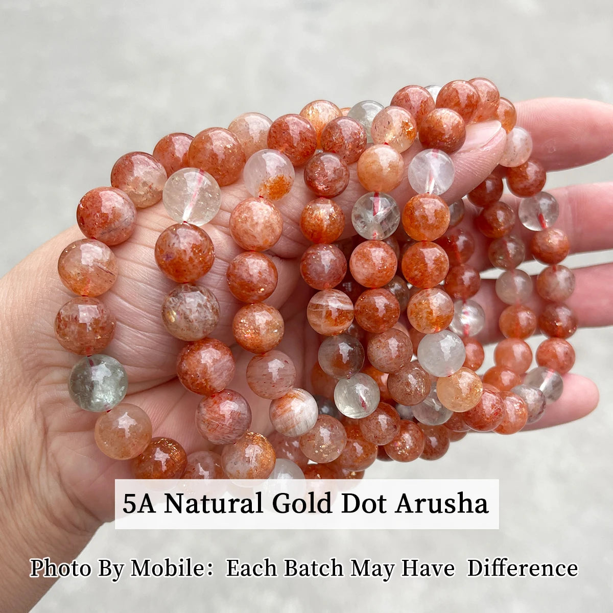 JD 5A Genuine Natural Golden Sunstone Arusha Bead Bracelet for Women Fashion Charm Beautiful Stretch Bangles Couple Jewelry Gift