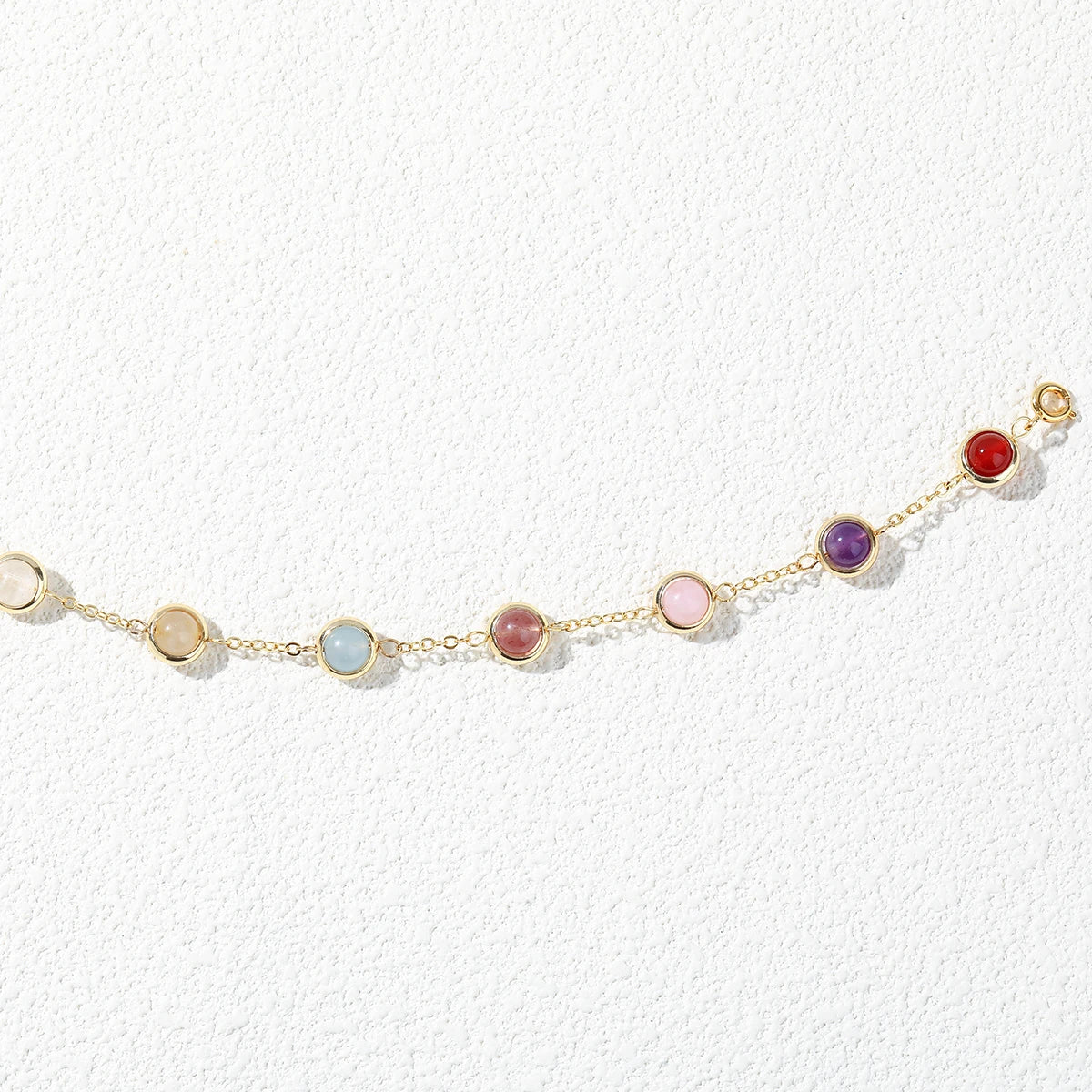 JD Natural Stone Colorful Crystal Lucky Bead Chain Bracelets Women Fashion Simple Adjustable Stainless Steel Healing Jewelry