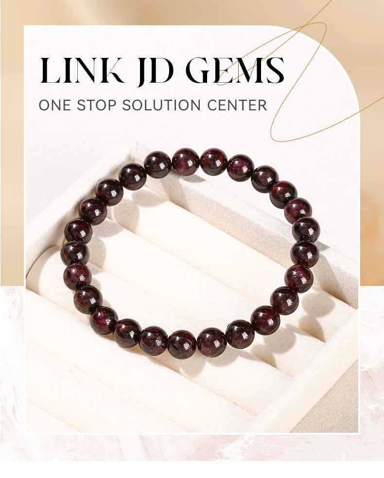 JD 1A Natural Garnet Stone Wine Red Beaded Bracelet Men Women Yoga Healing Balance Bracelets Jewelry Couple Valentine's Day Gift