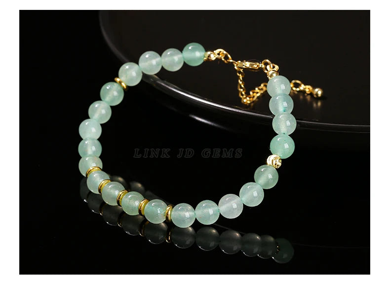 JD Natural Stone Green Aventurine Black Agate 6mm Bead Stainless Steel Bracelet Women Trendy Handmade Adjustable Healing Jewelry