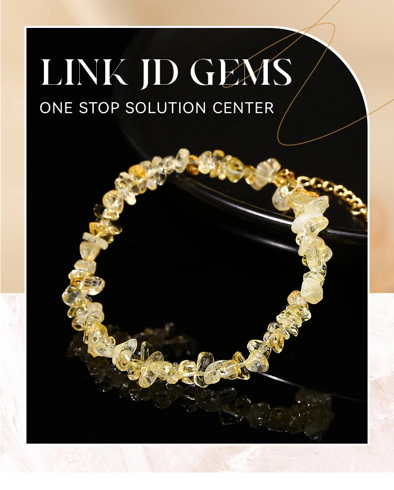 JD Natural Citrines Gravel Stone Irregualr Chip Chakra Bracelet Women Fashion Jewelry Reiki Healing Adjustable Birthday Gifts