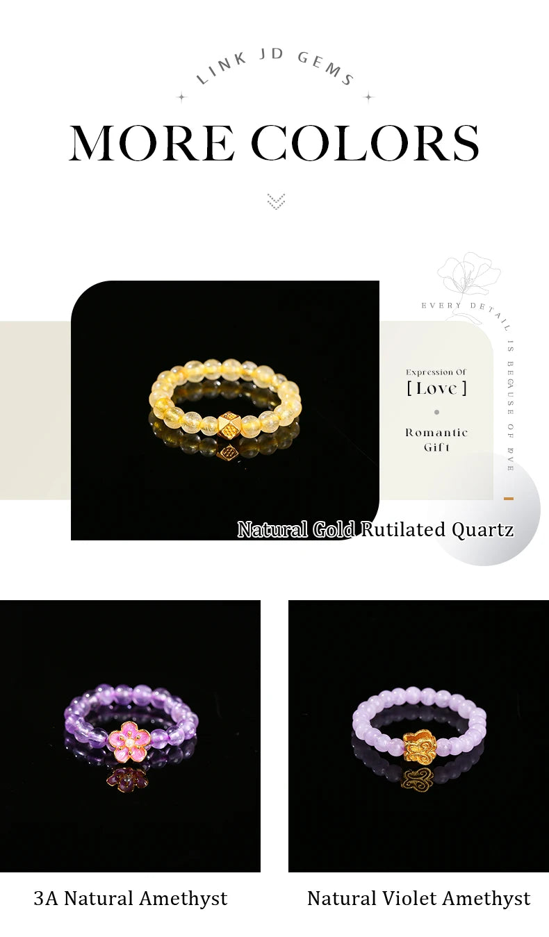 JD Natural Stone Small Bead Crystal Rings for Women Trendy Bohe Handmade Stretch Rings Reiki Healing Party Gifts Couple Jewelry