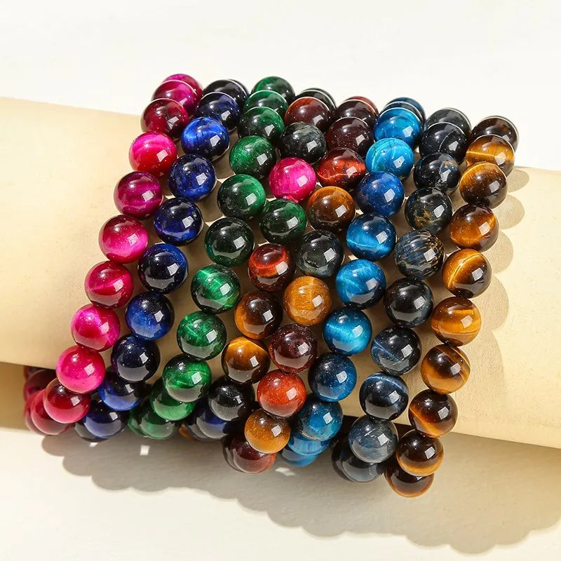 JD Natural Stone Blue Tiger Eye Beaded Bracelets Women Men Reiki Healing Yoga Meditation Charm Bangles Pulseras Jewelry Gift