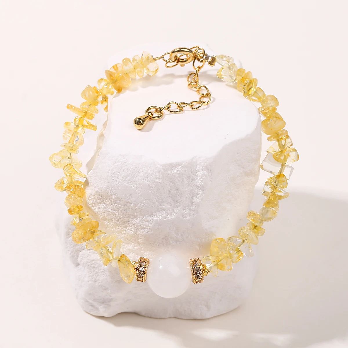 JD Natural Citrine Stone Gravel Bead Lucky Wealth Bracelets Women Fashion Jewelry Handmade Adjustable Chain Bracelet Couple Gift