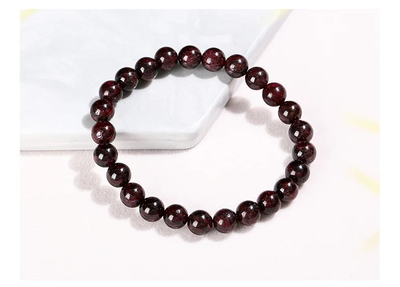 JD 1A Natural Garnet Stone Wine Red Beaded Bracelet Men Women Yoga Healing Balance Bracelets Jewelry Couple Valentine's Day Gift