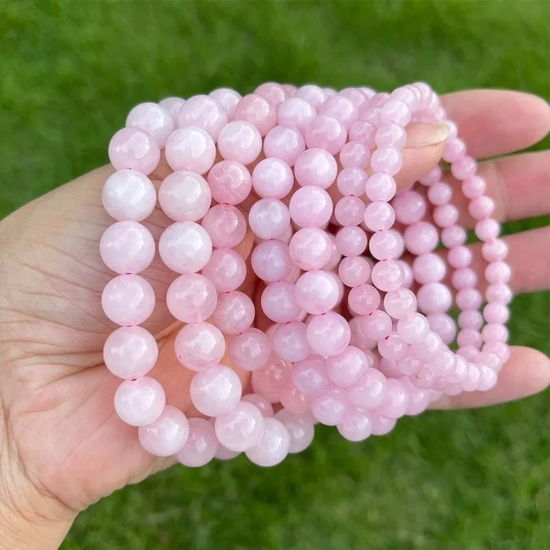 JD Natural Stone Pink Quartz Crystal Amethyst Fluorite Beaded Bracelets Women Sweet Reiki Healing Energy Strand Bangles Jewelry