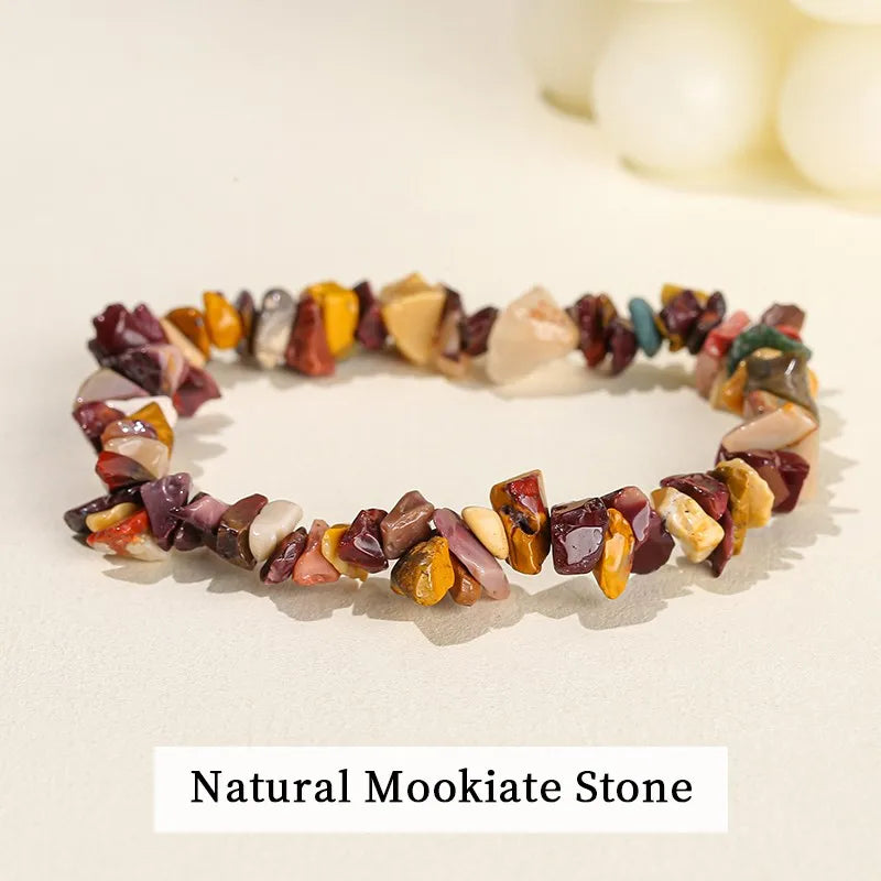 JD Natural Crystal Stone Seven Chakra Irregular Energy Bracelet Women Men Healing Amethyst Fluorite Chip Strand Bracelet Gift