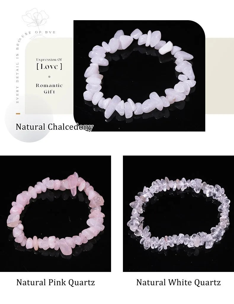 JD Natural Crystal Stone Seven Chakra Irregular Energy Bracelet Women Men Healing Amethyst Fluorite Chip Strand Bracelet Gift