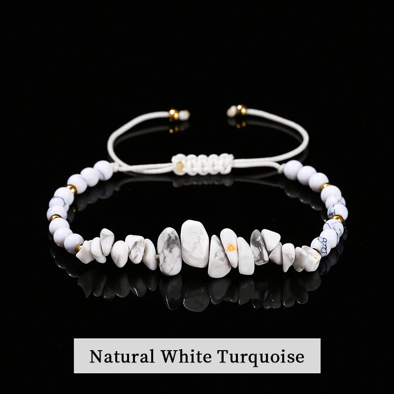 JD Natural Green Aventurine Amethyst Irregualr Gravel Woven Bracelet Women Men Handmade Braided Bracelet Crystal Chip Jewelry