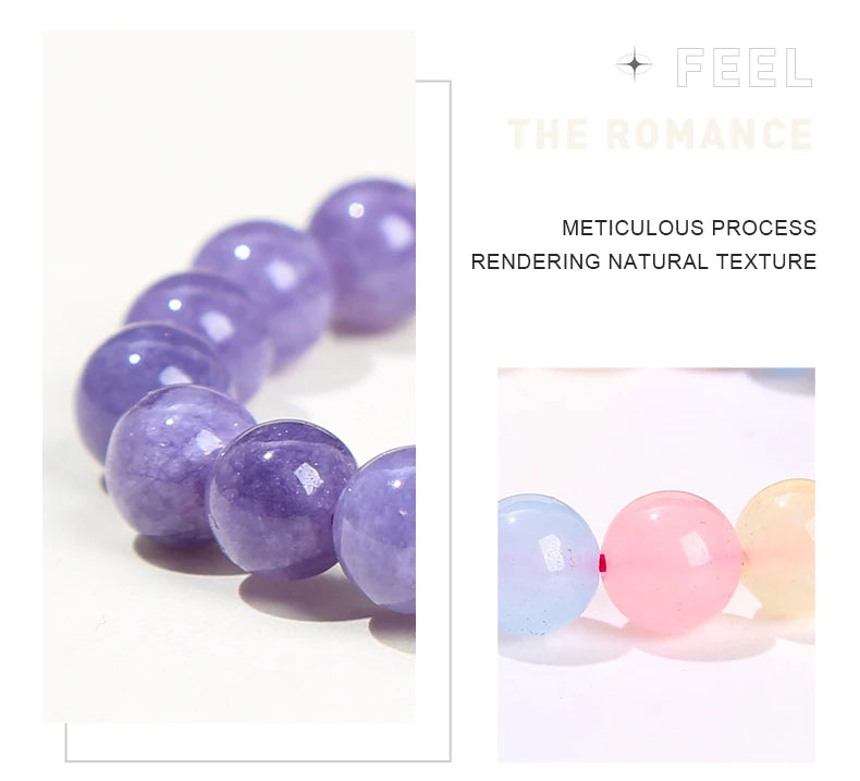 JD Natural Stone Beads Bracelet Amethyst Tiger Eye Crystal Quartz Agate Gem Beads Bangles Women Men Reiki Healling Jewelry Gift