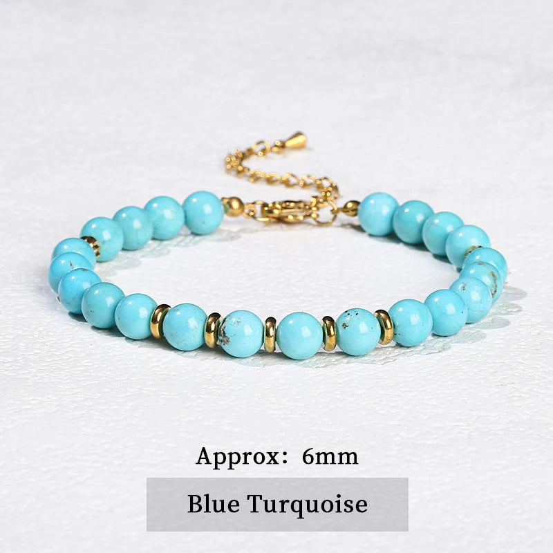 JD Natural Stone Green Aventurine Black Agate 6mm Bead Stainless Steel Bracelet Women Trendy Handmade Adjustable Healing Jewelry