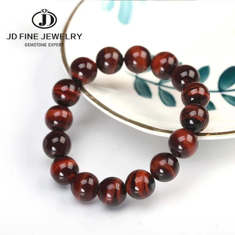 JD Natural Stone Blue Tiger Eye Beaded Bracelets Women Men Reiki Healing Yoga Meditation Charm Bangles Pulseras Jewelry Gift