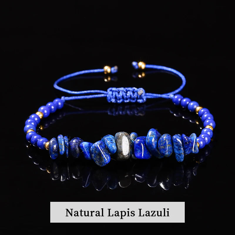 JD Natural Green Aventurine Amethyst Irregualr Gravel Woven Bracelet Women Men Handmade Braided Bracelet Crystal Chip Jewelry