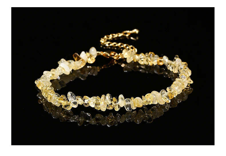JD Natural Citrines Gravel Stone Irregualr Chip Chakra Bracelet Women Fashion Jewelry Reiki Healing Adjustable Birthday Gifts
