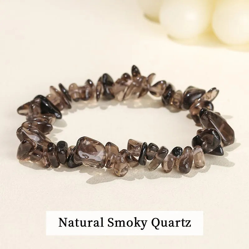 JD Natural Crystal Stone Seven Chakra Irregular Energy Bracelet Women Men Healing Amethyst Fluorite Chip Strand Bracelet Gift