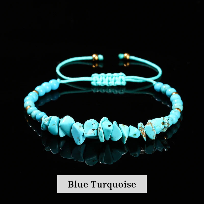 JD Natural Green Aventurine Amethyst Irregualr Gravel Woven Bracelet Women Men Handmade Braided Bracelet Crystal Chip Jewelry