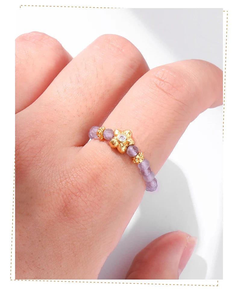 JD Natural Faceted Blue Turquoise Strand Rings Women Vintage Handmade Adjustable Reiki Yoga Energy Rings Party Couple Gifts