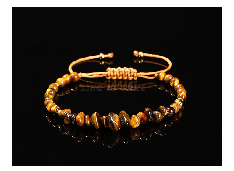 JD Natural Green Aventurine Amethyst Irregualr Gravel Woven Bracelet Women Men Handmade Braided Bracelet Crystal Chip Jewelry