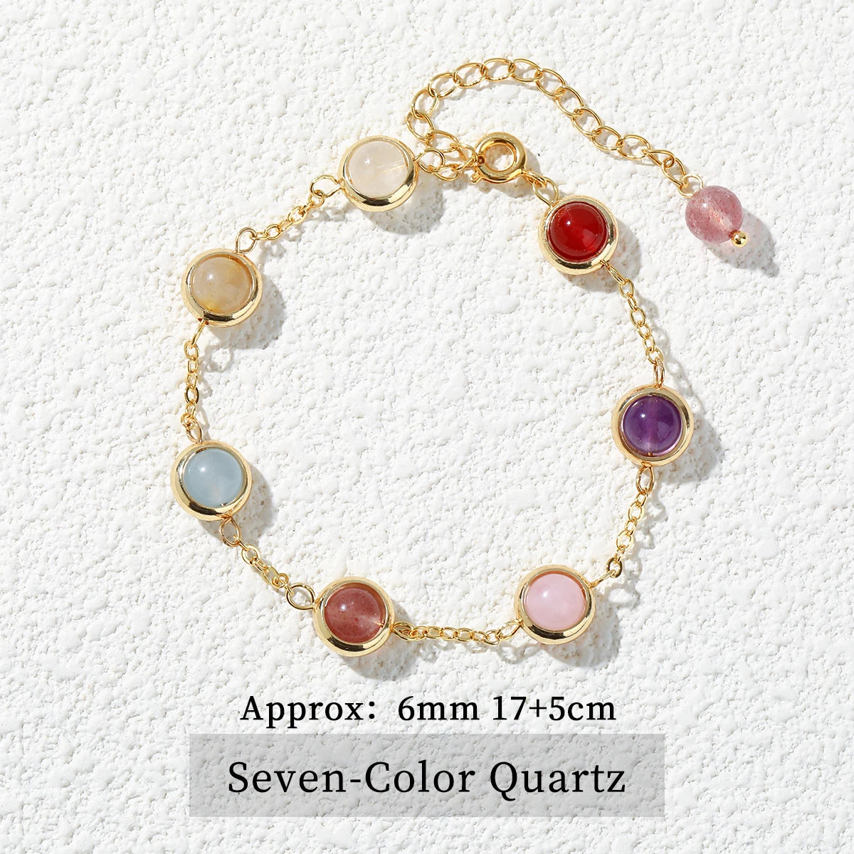 JD Natural Stone Colorful Crystal Lucky Bead Chain Bracelets Women Fashion Simple Adjustable Stainless Steel Healing Jewelry