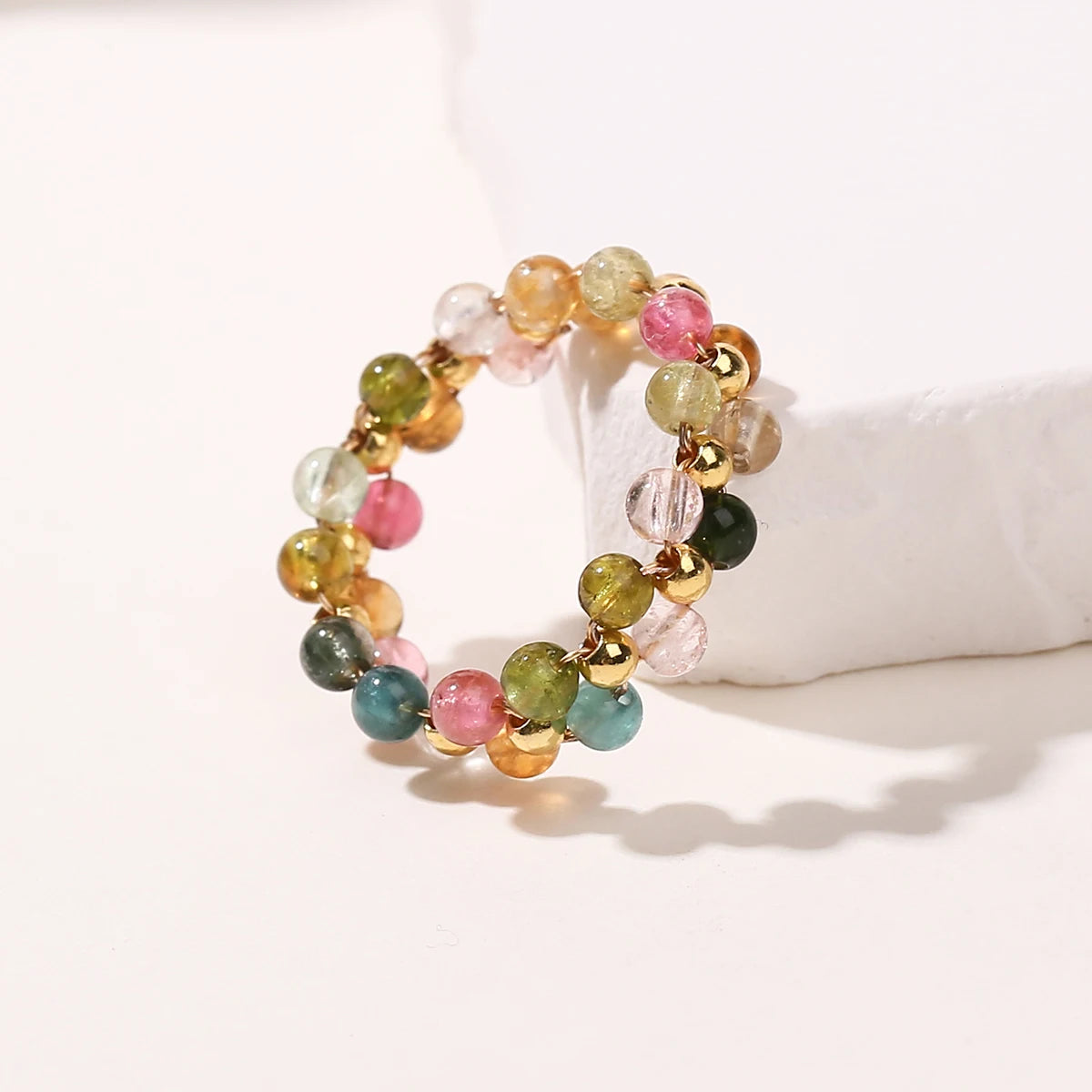 JD Natural Stone Crystal Bead Woven Rings Women Fashion Chic Handmade Adjustable Reiki Yoga Energy Rings Party Jewerly Gifts