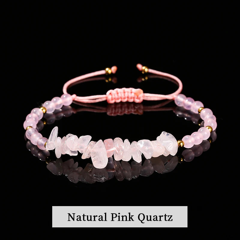 JD Natural Green Aventurine Amethyst Irregualr Gravel Woven Bracelet Women Men Handmade Braided Bracelet Crystal Chip Jewelry