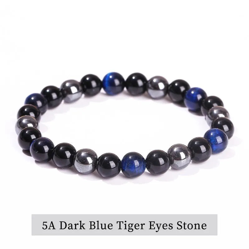 JD Natural Black Obsidian Stone Hematite Tiger Eye Bead Bracelet Women Men Triple Protection Health Care Weight Loss Jewelry